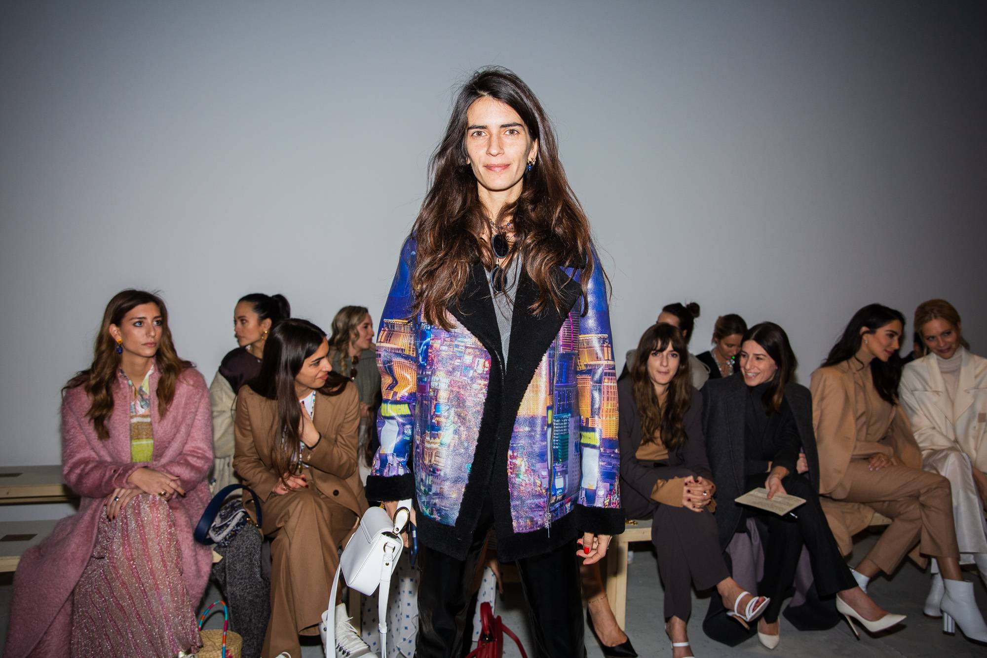  - Sitting front row with Poppy Delevingne at Agnona Fall/Winter 2019