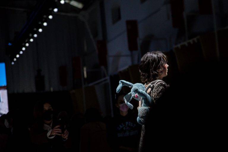 Pierpaolo Piccioli and friends sit front row at Marco Rambaldi Fall/Winter 22-23