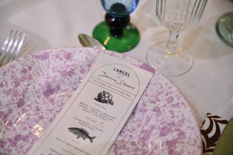 Jeanne Damas’ colorful table for Lancel